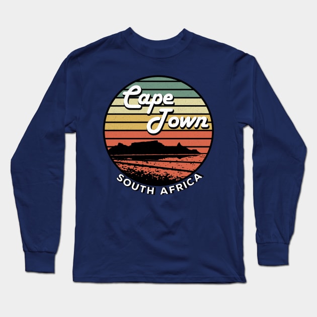 Cape Town Table Mountain South Africa Vintage Long Sleeve T-Shirt by BraaiNinja